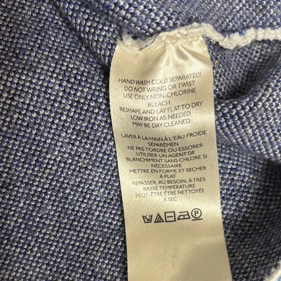 Anthropologie Light Gray Mock-Neck Sweater with Blue Floral Motif - Picture 7 of 8